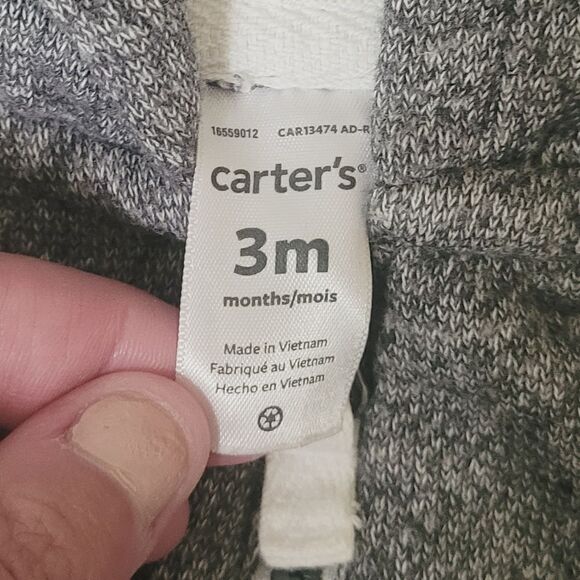Carter's Grey Hooded Zip Up Size 3 Months - Picture 3 of 4